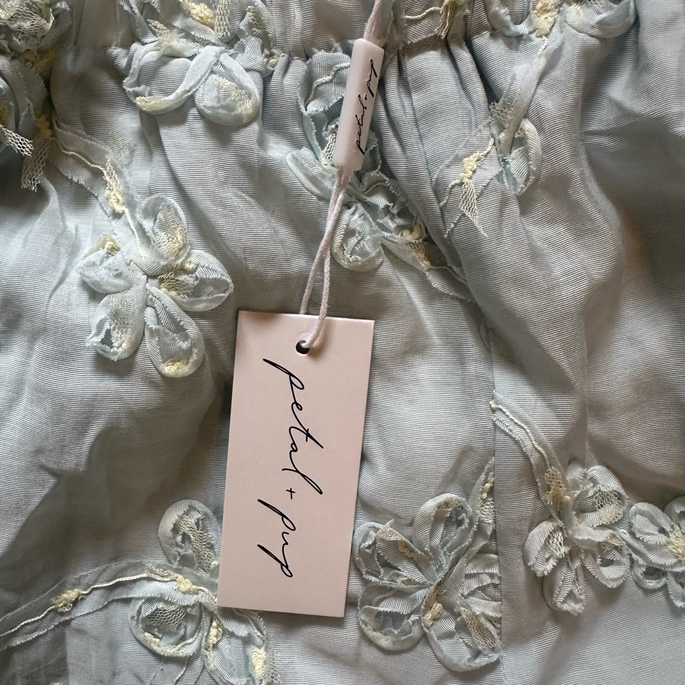 Women’s Petal & Pup Robin Soutache Wide Leg Pants In Light Blue Size Medium NWT - Picture 9 of 9